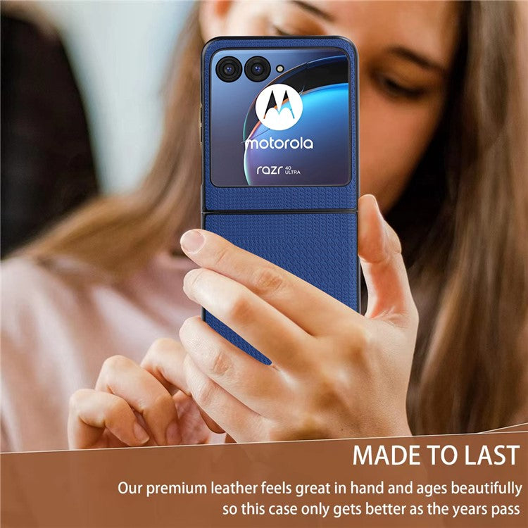 VILI TH Series For Motorola Razr 40 Ultra 5G Anti-drop Phone Case PU Leather Coated PC+TPU Phone Cover - Blue