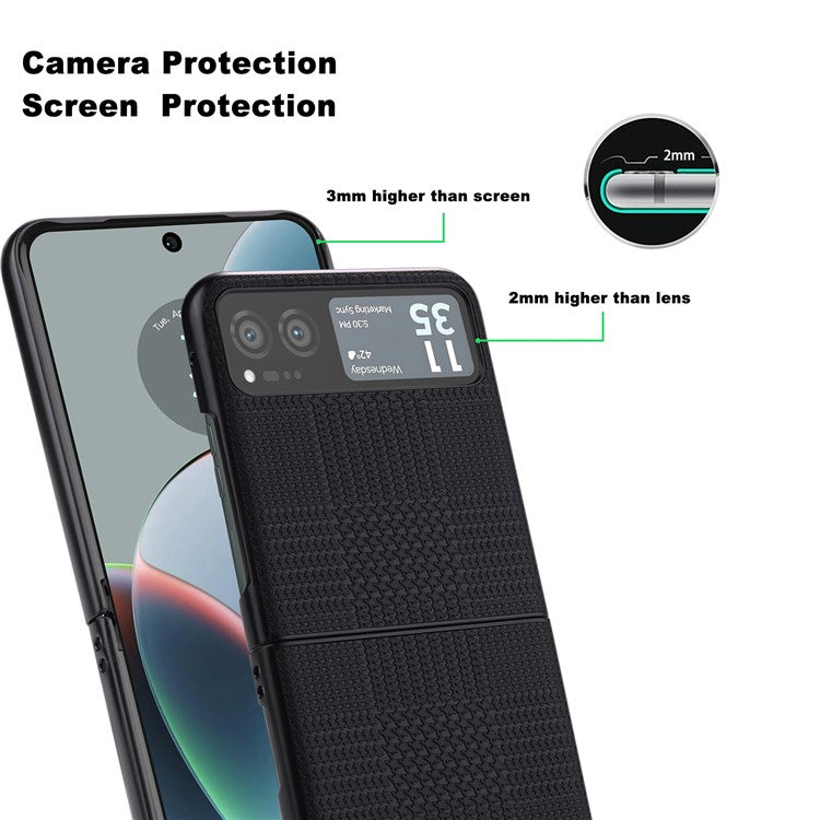 VILI TH Series For Motorola Razr 40 5G Phone Case PU Leather Coated PC+TPU Scratch-proof Cover - Black