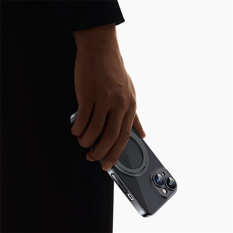 Kickstand Magnetic Case for iPhone 14 , Acrylic+TPU Electroplating Phone Cover Compatible with MagSafe - Transparent Blue