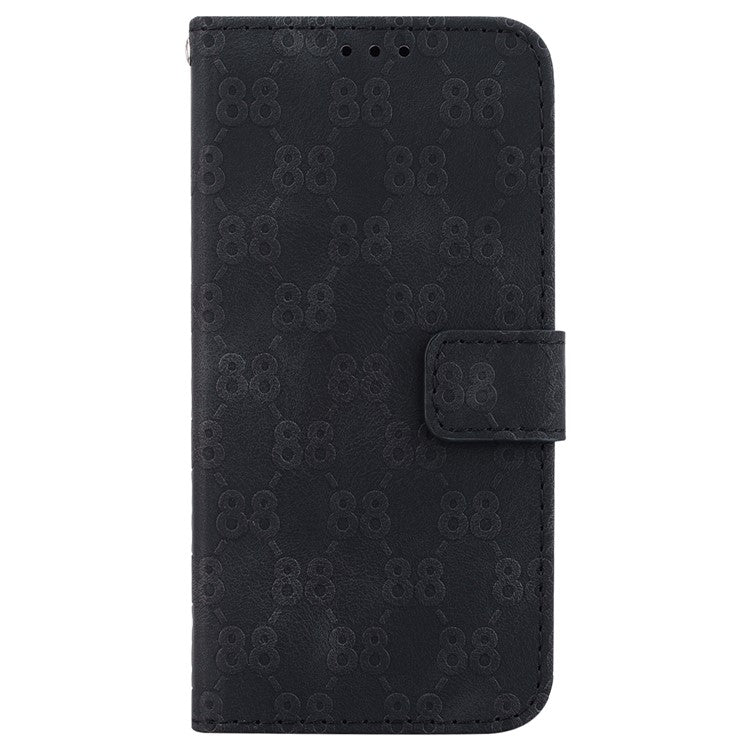 Wallet Shell for Motorola Moto G13 4G / G23 4G / G53 5G Stand Feature Leather Case Double 8-Shape Imprint Phone Cover - Black
