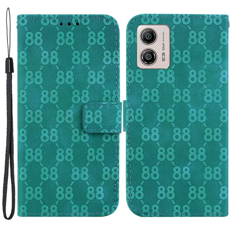 Wallet Shell for Motorola Moto G13 4G / G23 4G / G53 5G Stand Feature Leather Case Double 8-Shape Imprint Phone Cover - Green