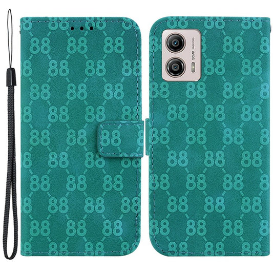 Wallet Shell for Motorola Moto G13 4G / G23 4G / G53 5G Stand Feature Leather Case Double 8-Shape Imprint Phone Cover - Green