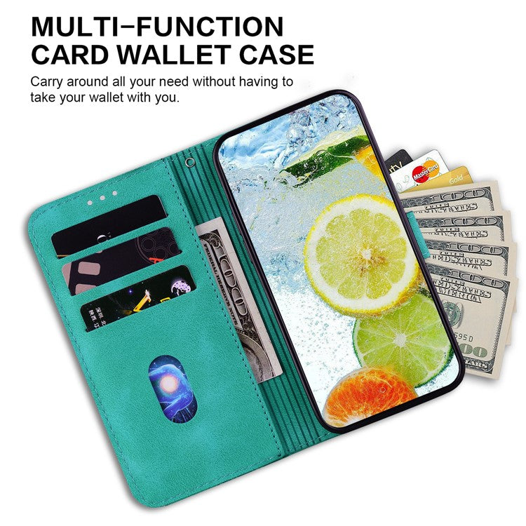 Wallet Shell for Motorola Moto G13 4G / G23 4G / G53 5G Stand Feature Leather Case Double 8-Shape Imprint Phone Cover - Green