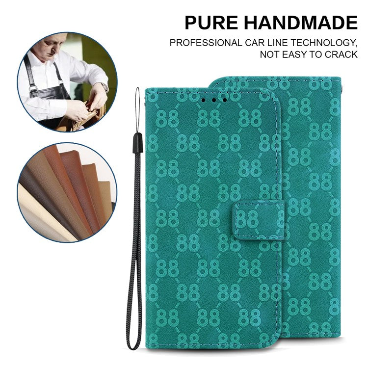 Wallet Shell for Motorola Moto G13 4G / G23 4G / G53 5G Stand Feature Leather Case Double 8-Shape Imprint Phone Cover - Green