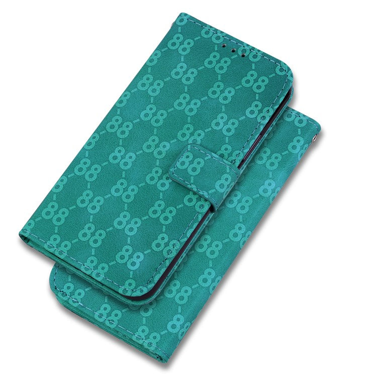 Wallet Shell for Motorola Moto G13 4G / G23 4G / G53 5G Stand Feature Leather Case Double 8-Shape Imprint Phone Cover - Green