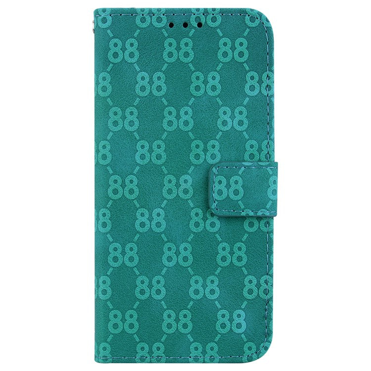 Wallet Shell for Motorola Moto G13 4G / G23 4G / G53 5G Stand Feature Leather Case Double 8-Shape Imprint Phone Cover - Green