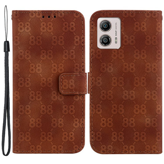 Wallet Shell for Motorola Moto G13 4G / G23 4G / G53 5G Stand Feature Leather Case Double 8-Shape Imprint Phone Cover - Brown