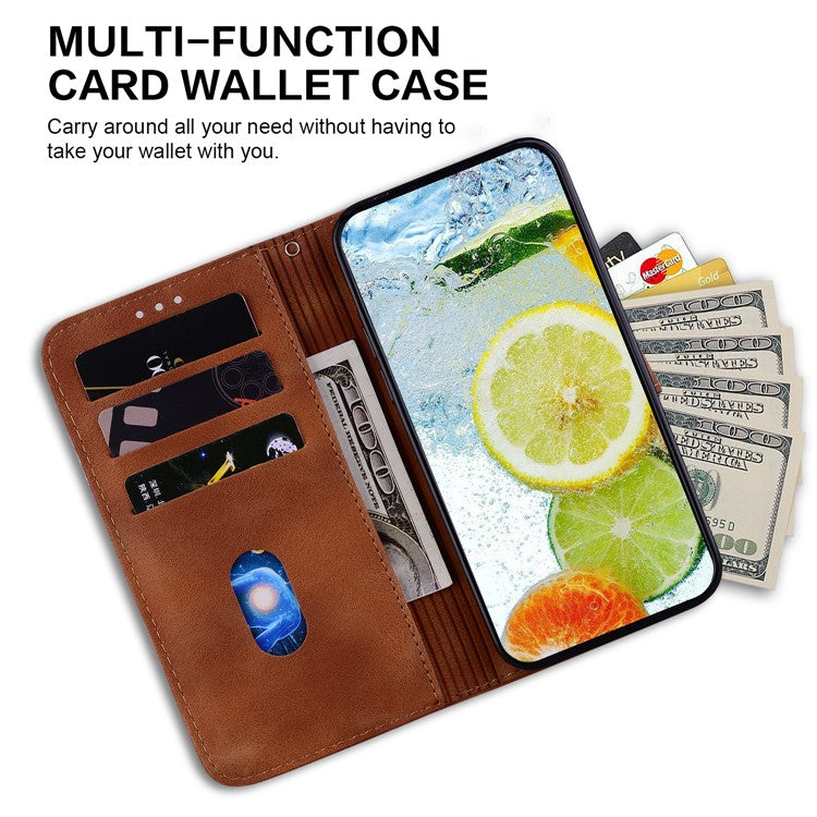 Wallet Shell for Motorola Moto G13 4G / G23 4G / G53 5G Stand Feature Leather Case Double 8-Shape Imprint Phone Cover - Brown