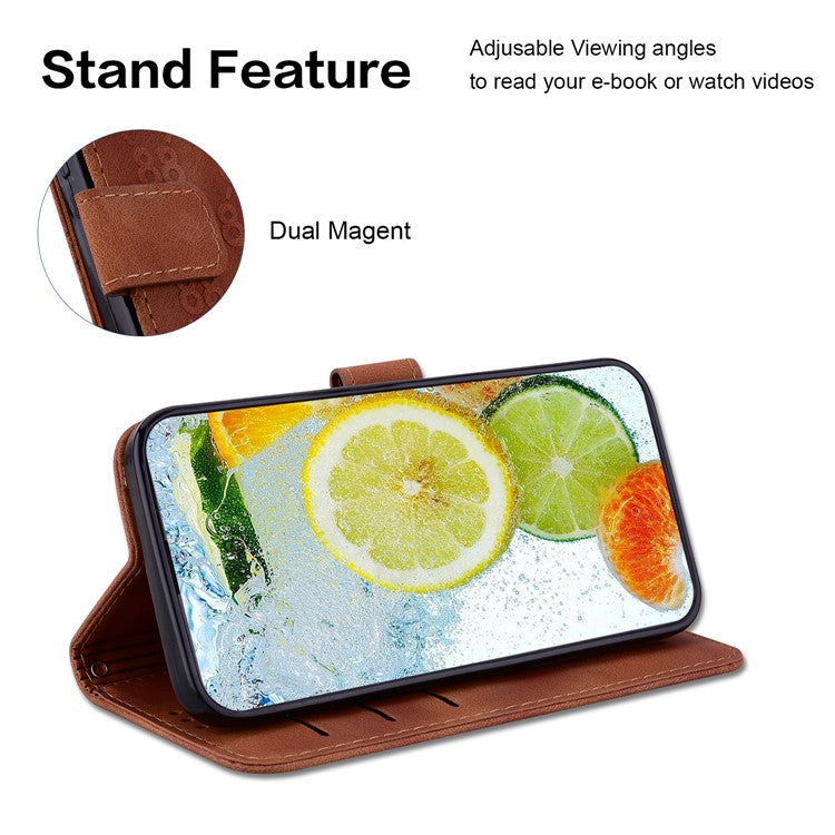 Wallet Shell for Motorola Moto G13 4G / G23 4G / G53 5G Stand Feature Leather Case Double 8-Shape Imprint Phone Cover - Brown