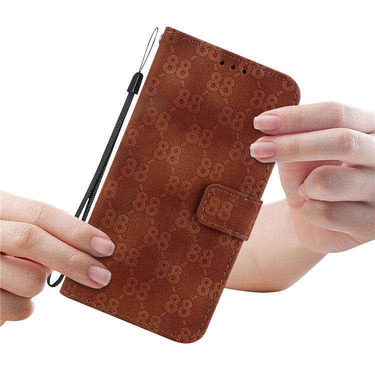Wallet Shell for Motorola Moto G13 4G / G23 4G / G53 5G Stand Feature Leather Case Double 8-Shape Imprint Phone Cover - Brown