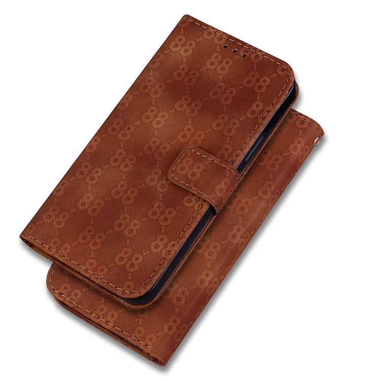 Wallet Shell for Motorola Moto G13 4G / G23 4G / G53 5G Stand Feature Leather Case Double 8-Shape Imprint Phone Cover - Brown