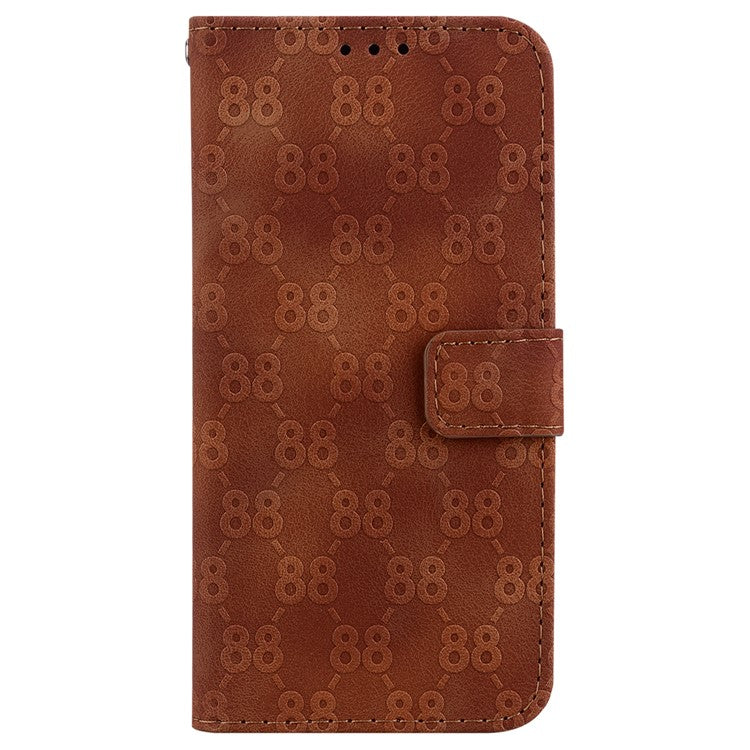 Wallet Shell for Motorola Moto G13 4G / G23 4G / G53 5G Stand Feature Leather Case Double 8-Shape Imprint Phone Cover - Brown