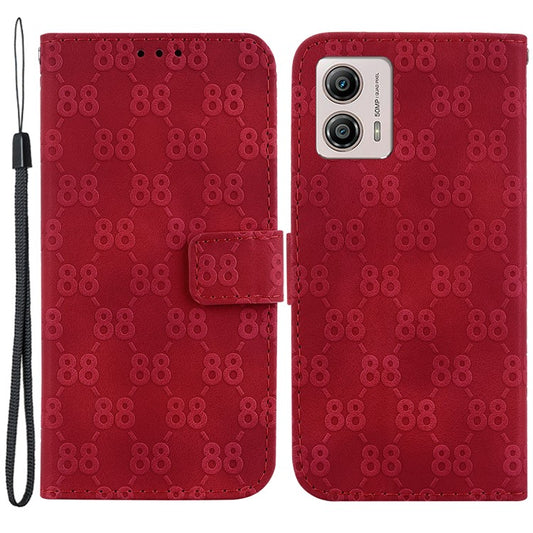 Wallet Shell for Motorola Moto G13 4G / G23 4G / G53 5G Stand Feature Leather Case Double 8-Shape Imprint Phone Cover - Red