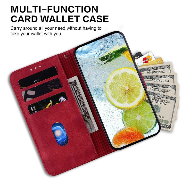 Wallet Shell for Motorola Moto G13 4G / G23 4G / G53 5G Stand Feature Leather Case Double 8-Shape Imprint Phone Cover - Red