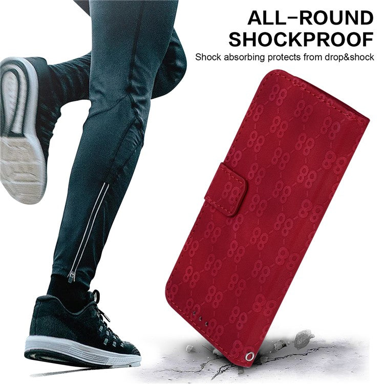 Wallet Shell for Motorola Moto G13 4G / G23 4G / G53 5G Stand Feature Leather Case Double 8-Shape Imprint Phone Cover - Red