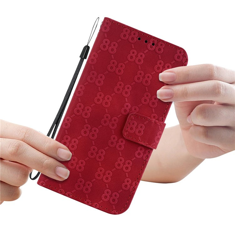 Wallet Shell for Motorola Moto G13 4G / G23 4G / G53 5G Stand Feature Leather Case Double 8-Shape Imprint Phone Cover - Red