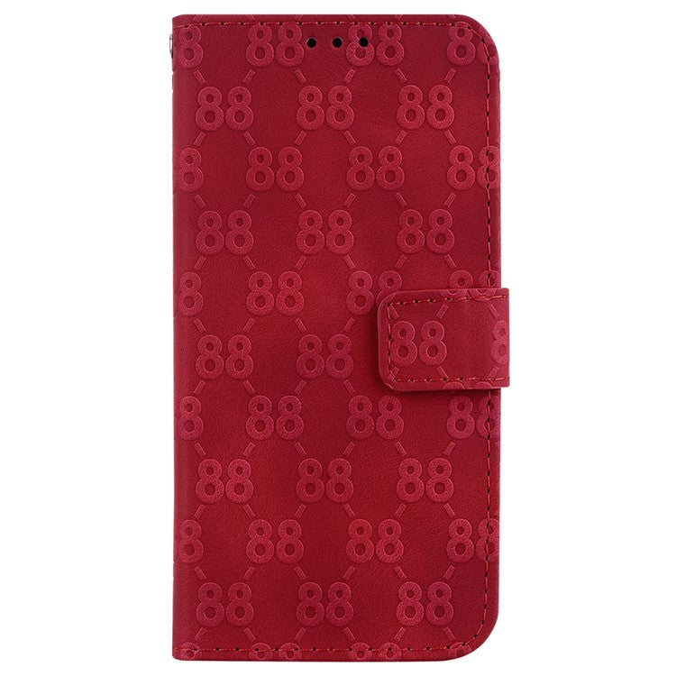 Wallet Shell for Motorola Moto G13 4G / G23 4G / G53 5G Stand Feature Leather Case Double 8-Shape Imprint Phone Cover - Red