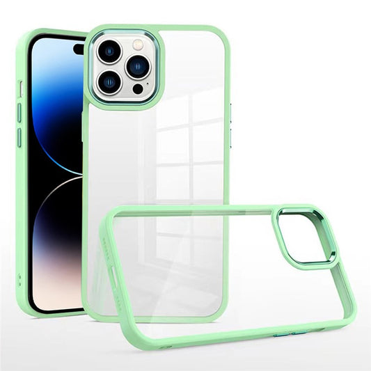 Slim Phone Case for iPhone 14 Pro Max Anti-Fingerprint TPU+PC Cover with Aluminum Alloy Camera Lens Frame - Matcha Green