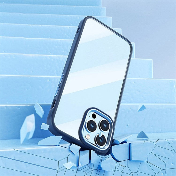 Slim Phone Case for iPhone 14 Pro Max Anti-Fingerprint TPU+PC Cover with Aluminum Alloy Camera Lens Frame - Matcha Green