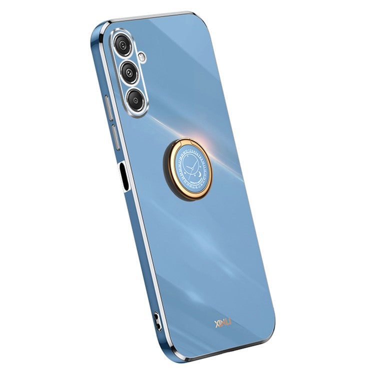 XINLI For Samsung Galaxy F34 5G / M34 5G Ring Kickstand TPU Back Cover Electroplated Anti-scratch Phone Case - Blue