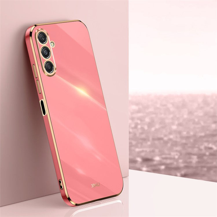 XINLI For Samsung Galaxy F34 5G / M34 5G Electroplated Gold Edge Phone Case TPU Anti-scratch Cover - Red