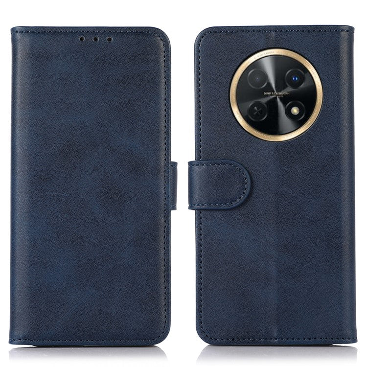 For Huawei nova Y91 4G / Enjoy 60X Cowhide Texture Phone Case Wallet Stand Leather Phone Cover - Blue