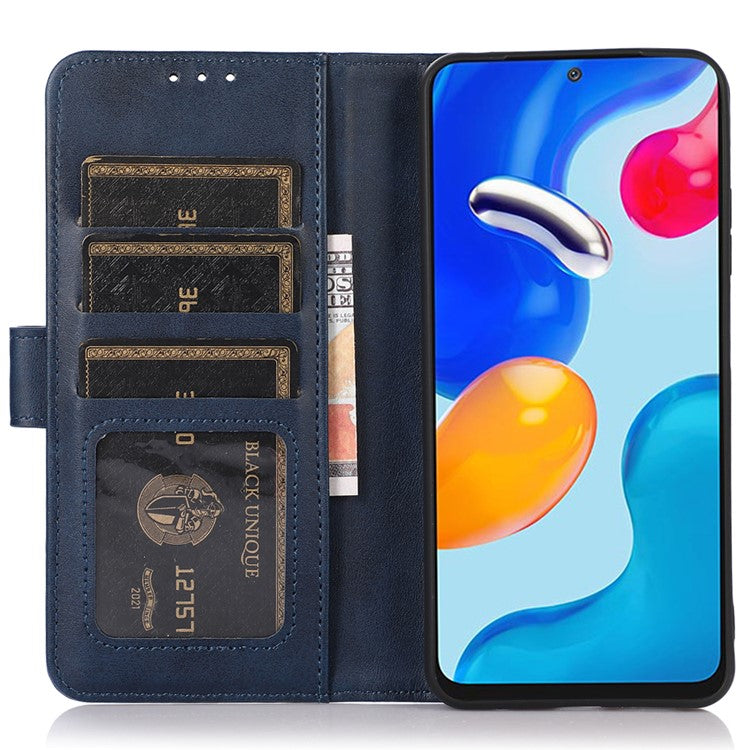 For Huawei nova Y91 4G / Enjoy 60X Cowhide Texture Phone Case Wallet Stand Leather Phone Cover - Blue