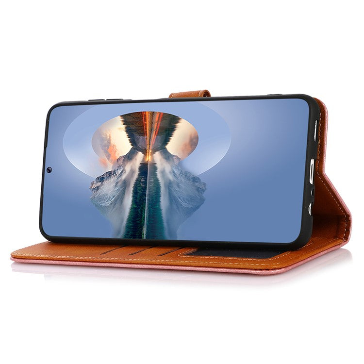 KHAZNEH For Huawei nova Y91 4G / Enjoy 60X PU Leather Case Cowhide Texture Stand Wallet Phone Cover - Brown