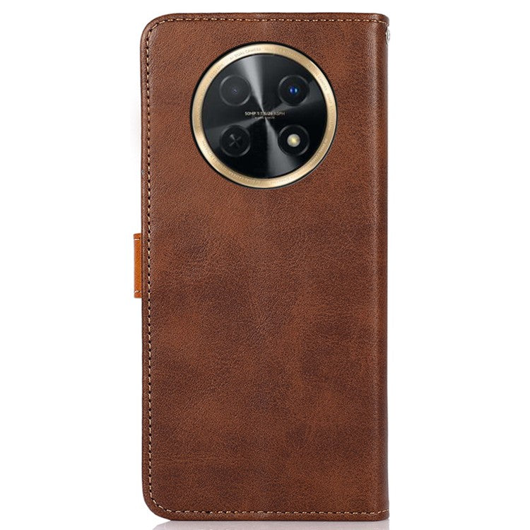 KHAZNEH For Huawei nova Y91 4G / Enjoy 60X PU Leather Case Cowhide Texture Stand Wallet Phone Cover - Brown