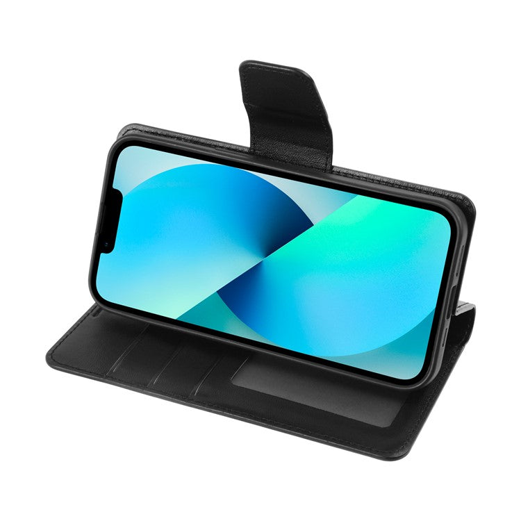 HANMAN Mini Series Wallet Phone Case for iPhone 14 Plus , Stand PU Leather Cover Compatible with MagSafe - Black