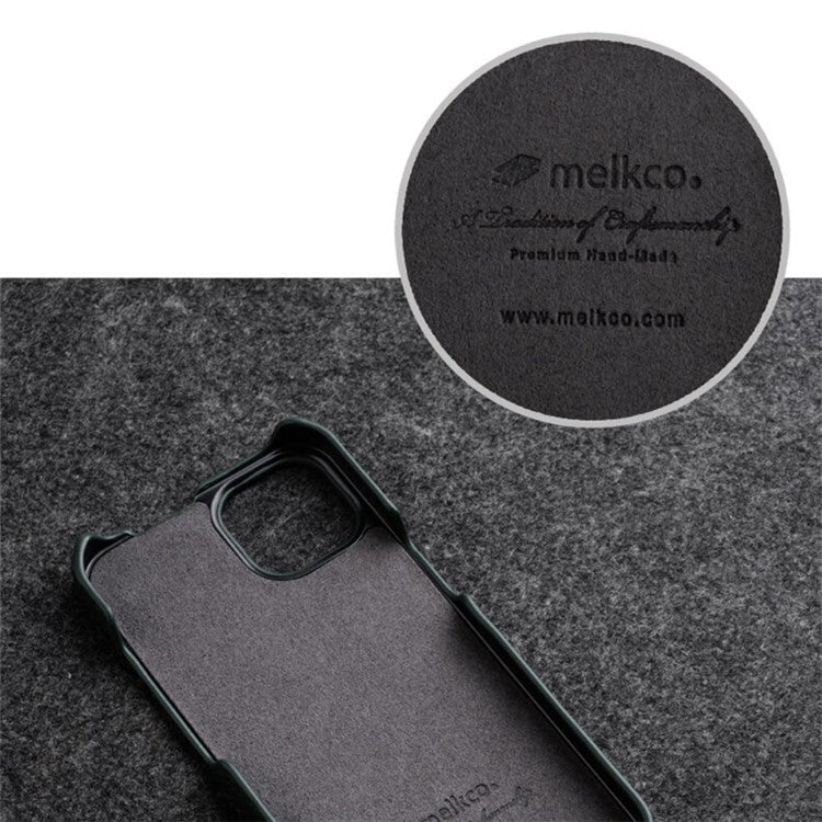 MELKCO For iPhone 14 Genuine Cow Leather+PC Shell Vertical Flip Litchi Texture Protection Phone Cover - Red