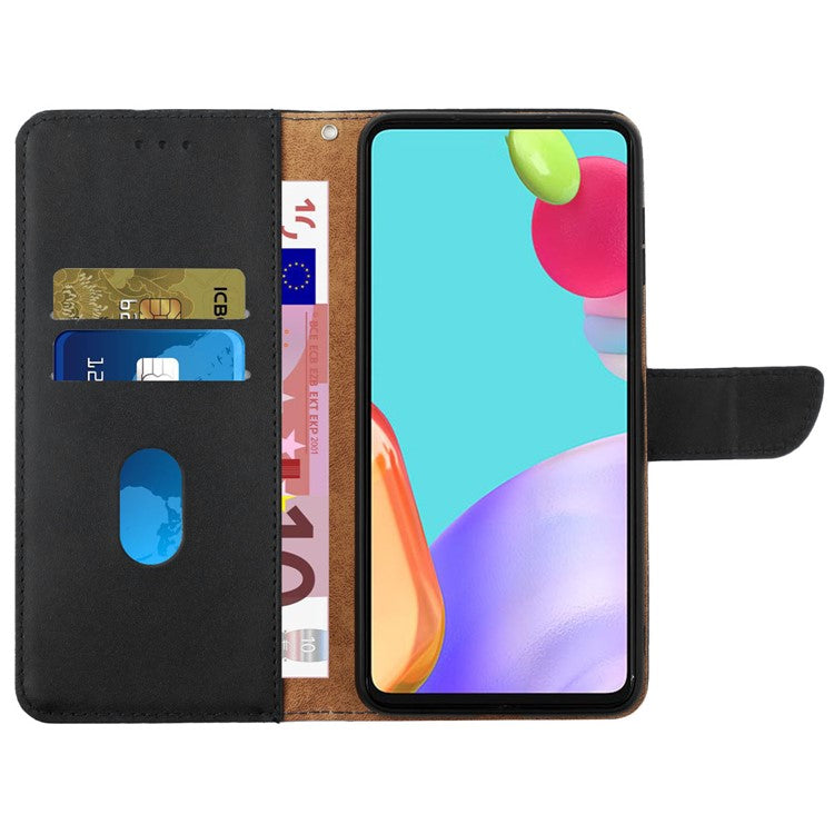 HT02 For Motorola Edge 40 5G Wallet Phone Case Genuine Cow Leather Stand Phone Cover - Black