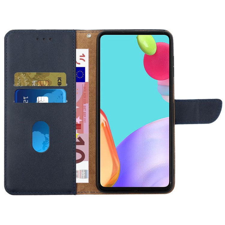 HT02 For Motorola Edge 40 5G Wallet Phone Case Genuine Cow Leather Stand Phone Cover - Blue