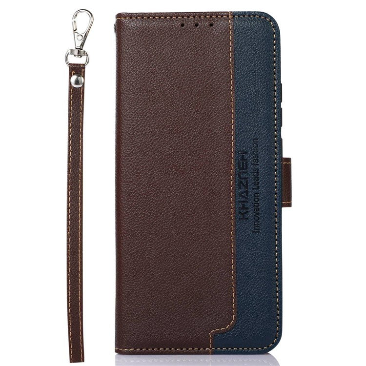 KHAZNEH For Huawei nova Y91 4G / Enjoy 60X RFID Blocking Phone Leather Case Litchi Texture Wallet Stand Phone Cover - Brown