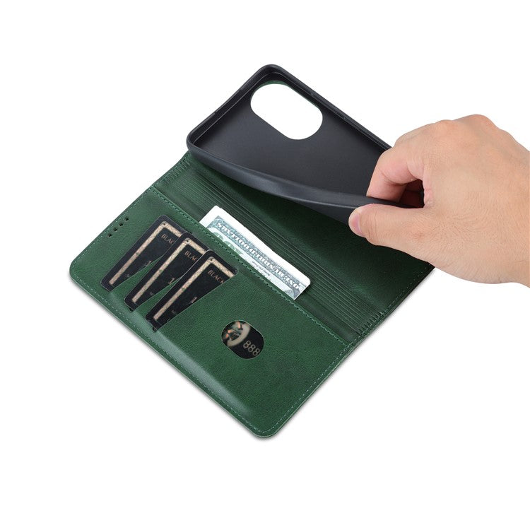 AZNS For Oppo A78 4G Phone Cover PU Leather Flip Wallet Stand Case Magnetic Phone Shell - Green