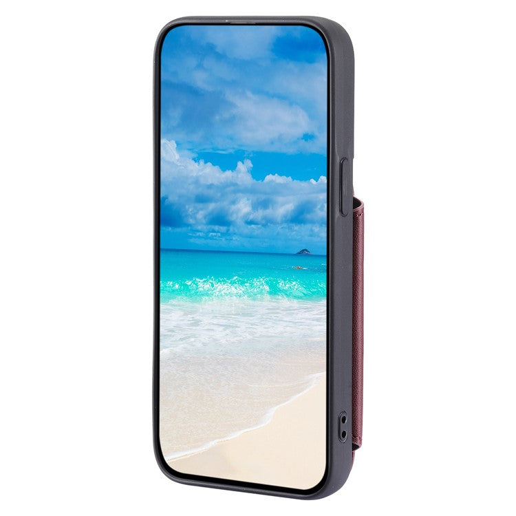 009 Shockproof Phone Case for Samsung Galaxy A53 5G , RFID Blocking PU+TPU Cover Kickstand Zipper Wallet Shell with Strap - Wine Red