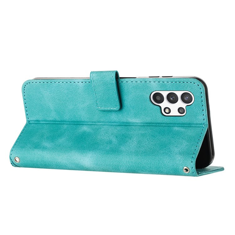 Wallet PU Leather Phone Case for Samsung Galaxy A13 4G , Stand Triangle Imprinted Phone Cover - Green