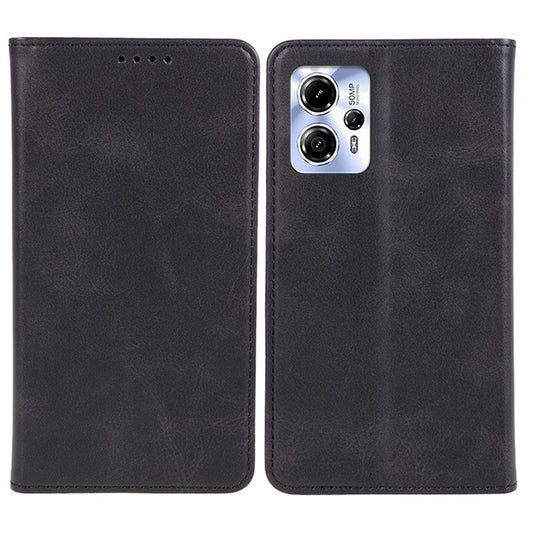 Calf Texture Phone Case for Motorola Moto G13 4G PU Leather Stand Wallet Protective Cover - Black