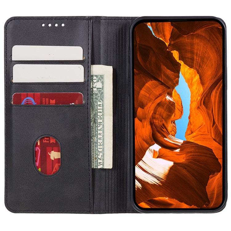 Calf Texture Phone Case for Motorola Moto G13 4G PU Leather Stand Wallet Protective Cover - Black