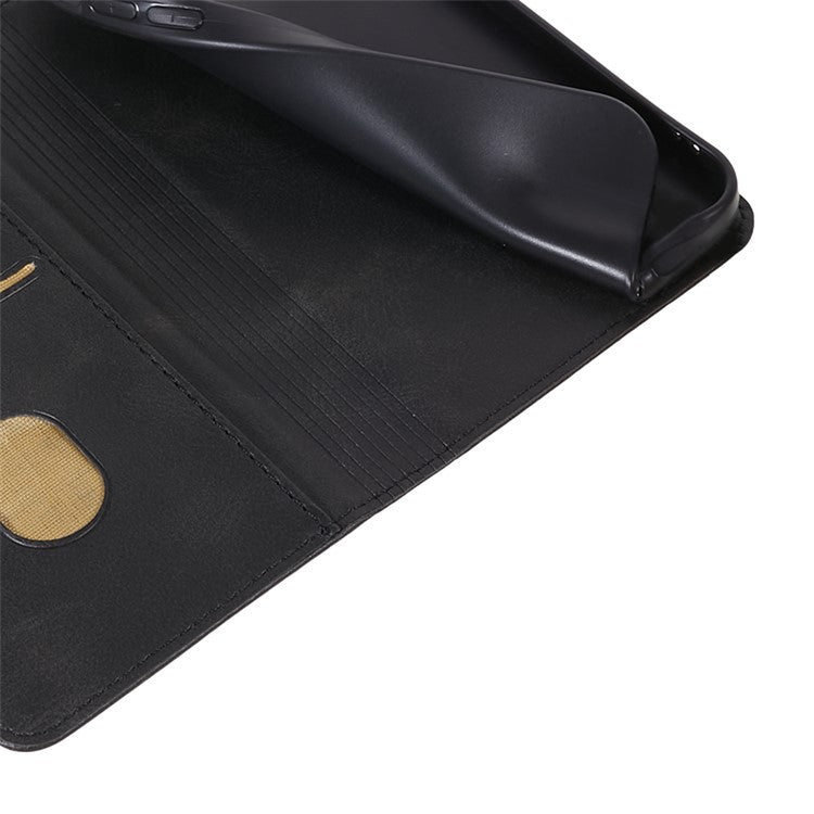 Calf Texture Phone Case for Motorola Moto G13 4G PU Leather Stand Wallet Protective Cover - Black