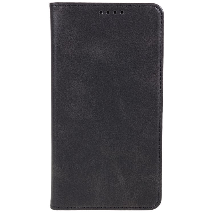 Calf Texture Phone Case for Motorola Moto G13 4G PU Leather Stand Wallet Protective Cover - Black