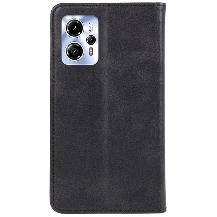 Calf Texture Phone Case for Motorola Moto G13 4G PU Leather Stand Wallet Protective Cover - Black