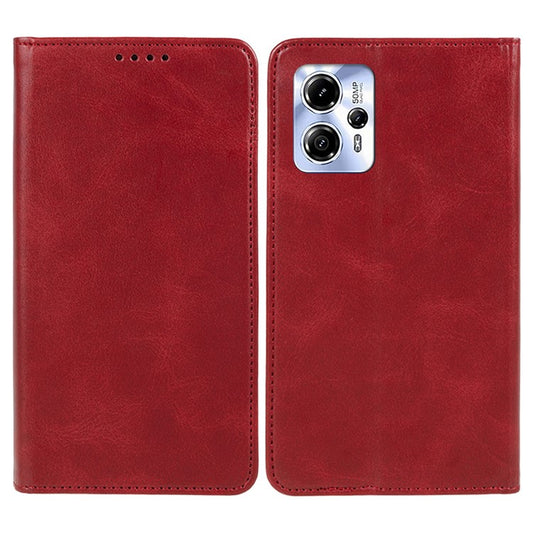 Calf Texture Phone Case for Motorola Moto G13 4G PU Leather Stand Wallet Protective Cover - Red