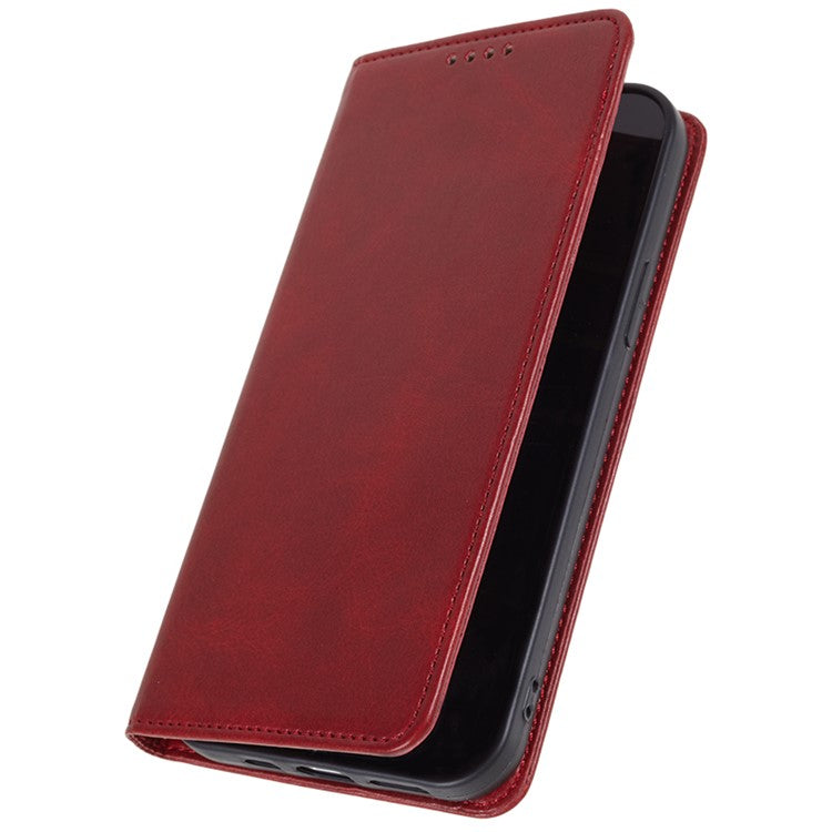 Calf Texture Phone Case for Motorola Moto G13 4G PU Leather Stand Wallet Protective Cover - Red