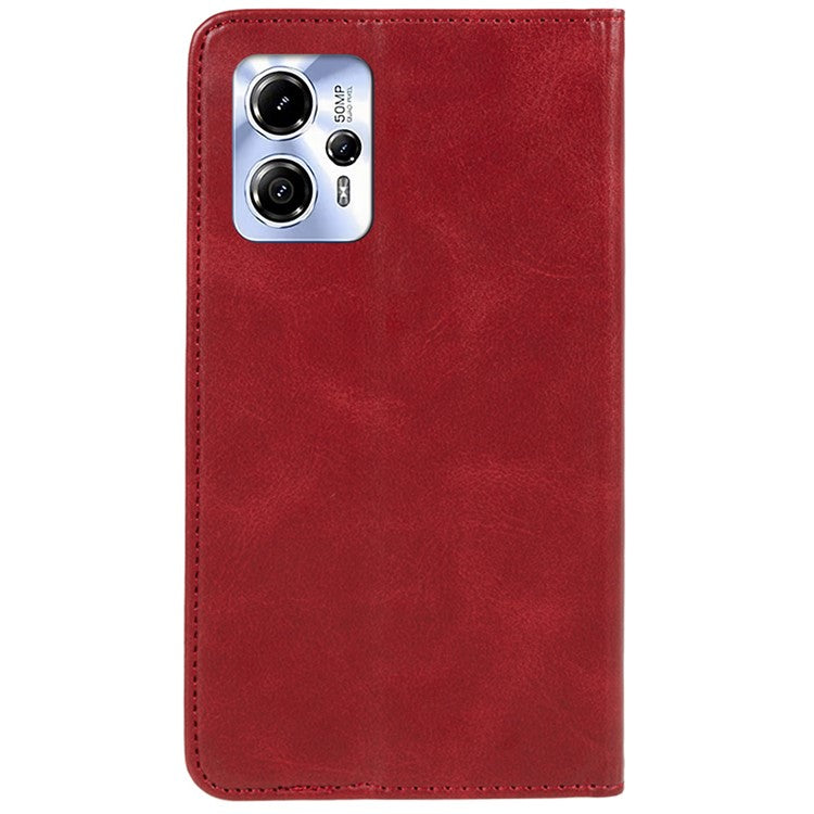 Calf Texture Phone Case for Motorola Moto G13 4G PU Leather Stand Wallet Protective Cover - Red