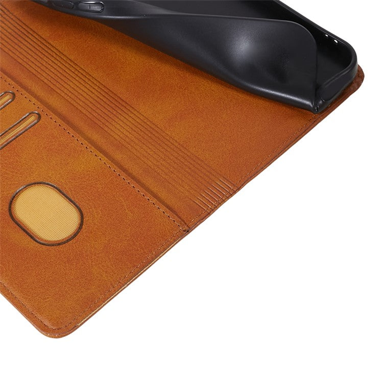 Calf Texture Phone Case for Motorola Moto G13 4G PU Leather Stand Wallet Protective Cover - Khaki