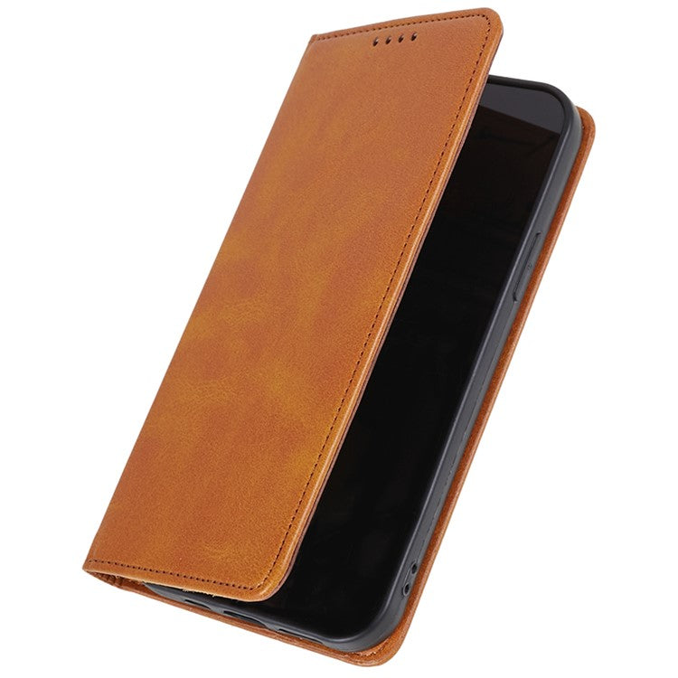 Calf Texture Phone Case for Motorola Moto G13 4G PU Leather Stand Wallet Protective Cover - Khaki