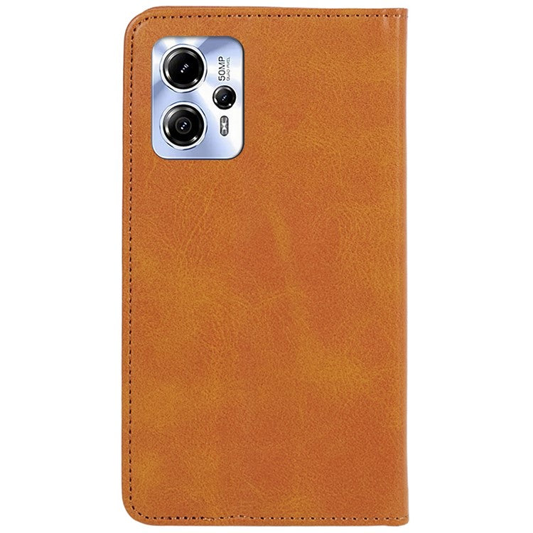 Calf Texture Phone Case for Motorola Moto G13 4G PU Leather Stand Wallet Protective Cover - Khaki