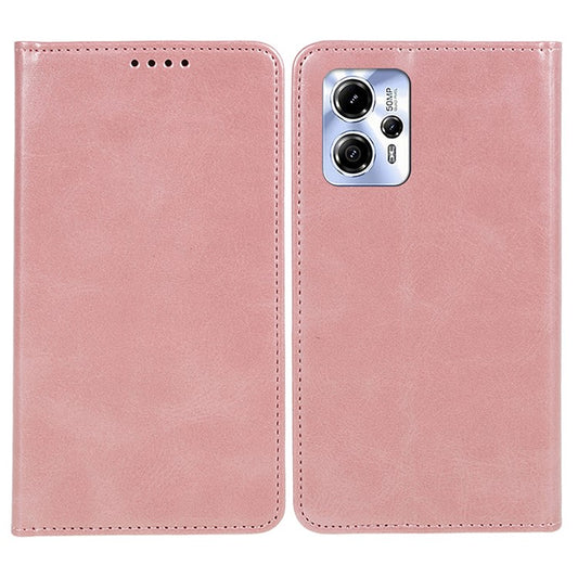 Calf Texture Phone Case for Motorola Moto G13 4G PU Leather Stand Wallet Protective Cover - Rose Gold
