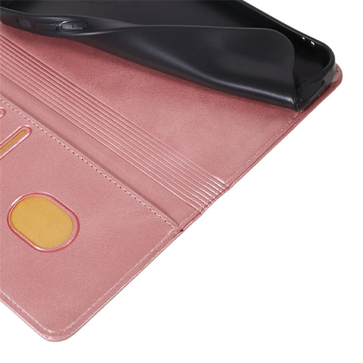 Calf Texture Phone Case for Motorola Moto G13 4G PU Leather Stand Wallet Protective Cover - Rose Gold